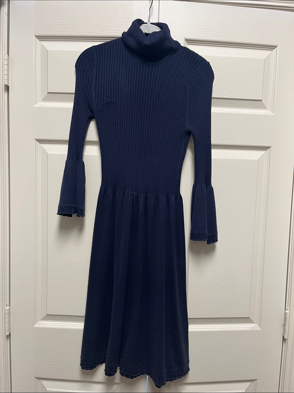 Eliza J Navy Ribbed Turtleneck Long Sleeve Dress